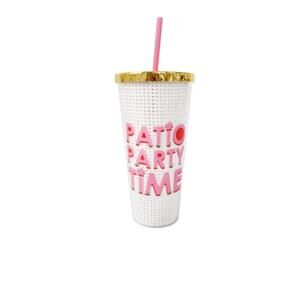 NEW PACKED PARTY patio party tumbler in pink, white